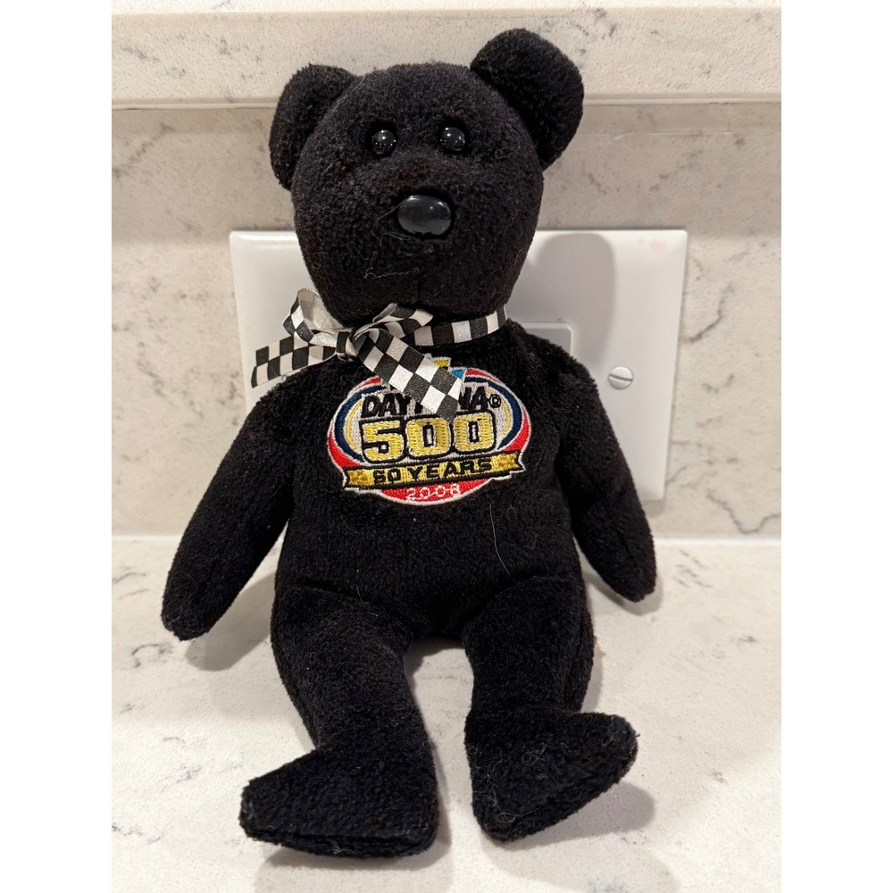 Ty‎ Beanie Baby Daytona 500 50 Years 2003 Black Bear Racing Gold